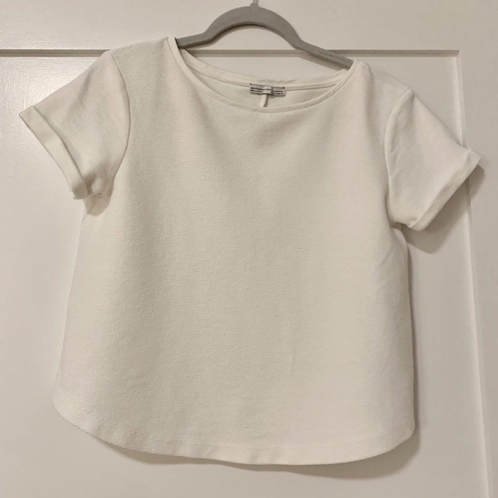 ZARA Trafaluc collection- KnitTextured White T-shirt/ Size M